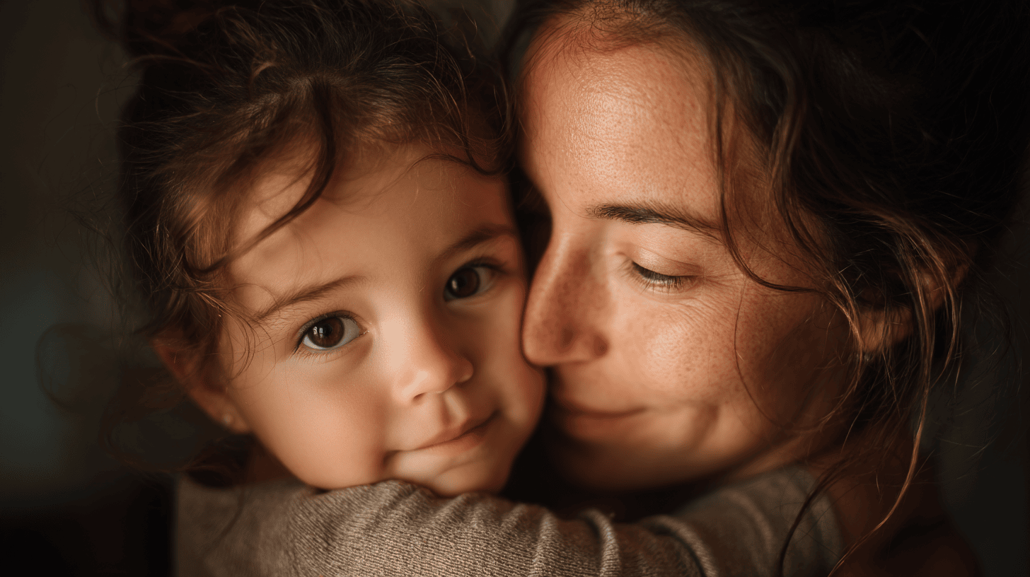 mamá abrazando muy feliz a su hija