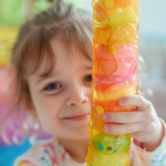 ninia con tubo fidget de esponjas