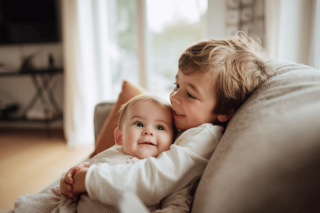 hermanito con su hermanita abrazados